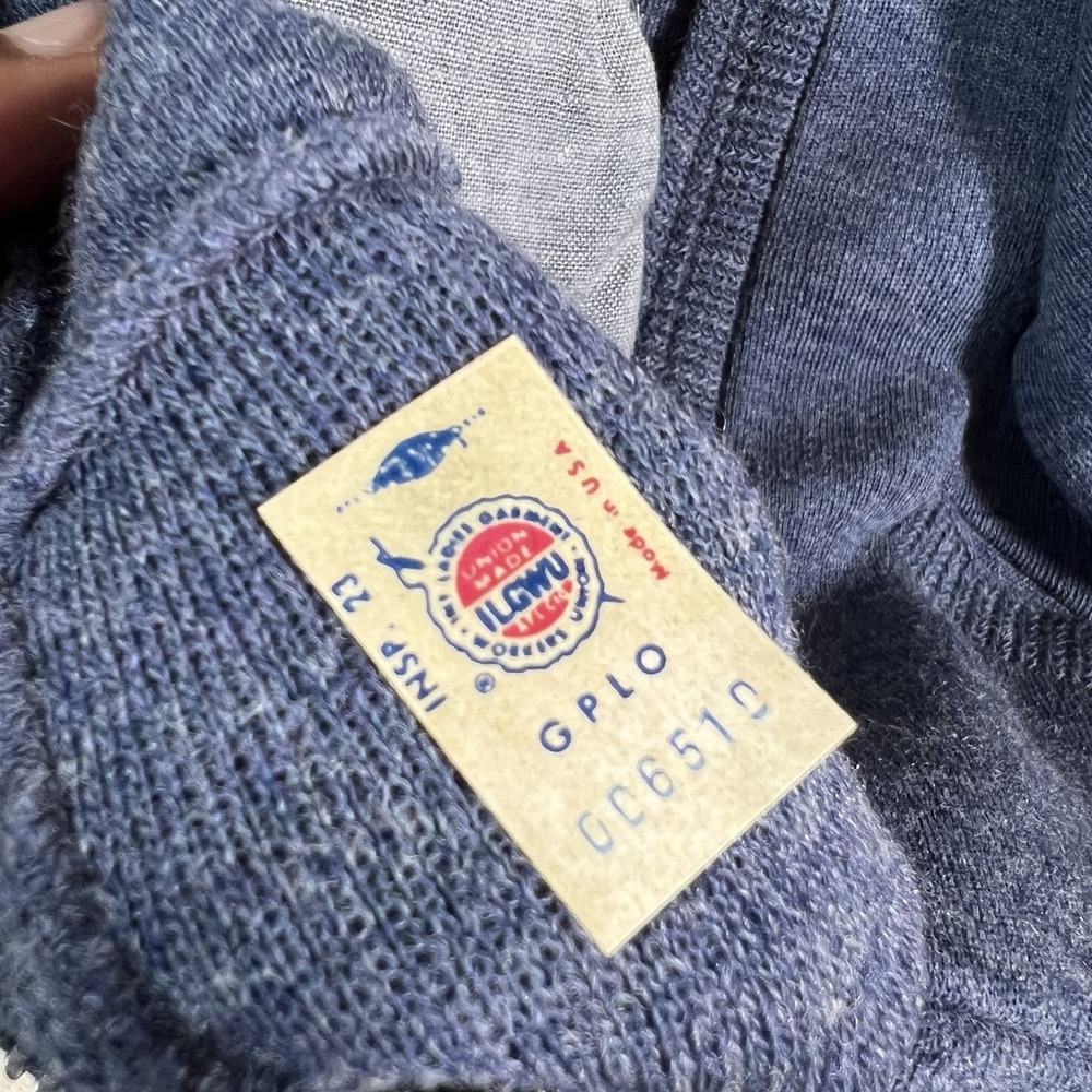 Vintage 1970s 100% Virgin Wool Union Made Made In USA Zip Up Sweater Size Large - Picture 5 of 5